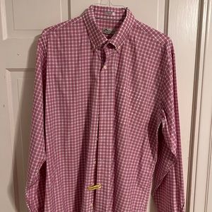 Peter Millar Mens Button Down Shirt Sz XL Red/Pink Plaid